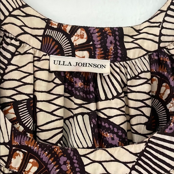 Ulla Johnson Cream Maxi Dress with Black & Brown Fan Motif - Picture 2 of 7